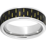 Serinium Pipe Cut Band with Black and Yellow Carbon Fiber Inlay photo