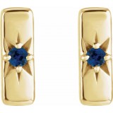 14K Yellow Blue Sapphire Starburst Bar Earrings photo 2
