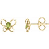 14K Yellow 4x3 mm Oval August Youth Butterfly Birthstone Earrings photo
