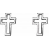 14K White Open Cross Earrings photo 2