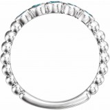 14K White Aquamarine Bezel-Set Beaded Ring photo 2