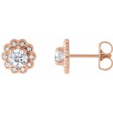 14K Rose 5/8 CTW Diamond Halo-Style Earrings photo