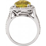 14K White 1/2 CTW Diamond & 10x10 mm Lemon Quartz Ring photo 2