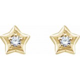14K Yellow 3 mm Round April Youth Star Birthstone Earrings photo 2