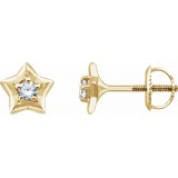 14K Yellow 3 mm Round April Youth Star Birthstone Earrings photo