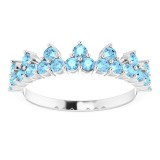 14K White Aquamarine Crown Ring photo 3