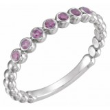14K White Amethyst Stackable Ring photo