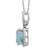 14K White Sky Blue Topaz & .03 CTW Diamond 18 Necklace photo 2