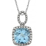 14K White Sky Blue Topaz & .03 CTW Diamond 18 Necklace photo