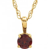 14K Yellow 3 mm Round Mozambique Garnet Youth Birthstone 14 Necklace photo