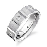 14k White Gold Bezel Round Diamond Men's Band photo