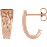 14K Rose Vintage-Inspired J-Hoop Earrings photo