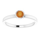 14K White 4 mm Round Citrine Ring photo 3