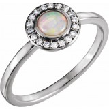 14K White Opal & .07 CTW Diamond Halo-Style Ring photo