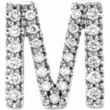 14K White .08 CTW Diamond Single Initial M Earring photo