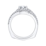 Shah Luxury 14K White Gold Round Diamond Halo Engagement Ring with Split Shank (Semi-Mount) photo 4