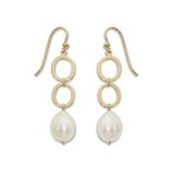 Carla 14k Yellow Gold Open Oval Links Pearl Earrings photo