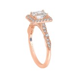 Shah Luxury 14K Rose Gold Emerald Cut Diamond Halo Vintage Engagement Ring (Semi-Mount) photo 2