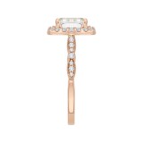Shah Luxury 14K Rose Gold Emerald Cut Diamond Halo Vintage Engagement Ring (Semi-Mount) photo 3