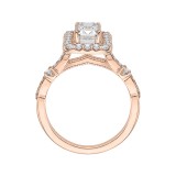 Shah Luxury 14K Rose Gold Emerald Cut Diamond Halo Vintage Engagement Ring (Semi-Mount) photo 4