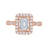 Shah Luxury 14K Rose Gold Emerald Cut Diamond Halo Vintage Engagement Ring (Semi-Mount) photo