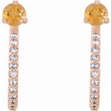 14K Rose Citrine & 1/6 CTW Diamond Hoop Earrings photo 2