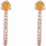 14K Rose Citrine & 1/6 CTW Diamond Hoop Earrings photo 2