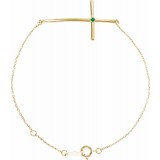 14K Yellow Emerald Sideways Cross Bracelet photo