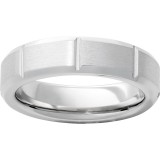Serinium Beveled Edge Band with Milled Vertical Grooves and Satin Finish photo