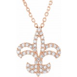 14K Rose 1/5 CTW Diamond Fleur De Lis 16 Necklace photo