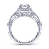 Gabriel & Co. 14k White Gold Victorian Halo Engagement Ring photo 2