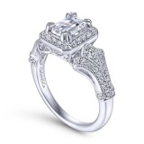 Gabriel & Co. 14k White Gold Victorian Halo Engagement Ring photo 3