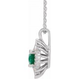 14K White Emerald & 1/3 CTW Diamond 16-18 Necklace photo 2