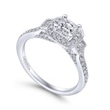 Gabriel & Co. 14k White Gold Victorian Halo Engagement Ring photo 3