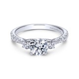 Gabriel & Co. 14k White Gold Contemporary 3 Stone Engagement Ring photo