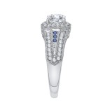 Shah Luxury 14K White Gold Round Diamond and Sapphire Engagement Ring (Semi-Mount) photo 2