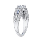 Shah Luxury 14K White Gold Round Diamond and Sapphire Engagement Ring (Semi-Mount) photo 3