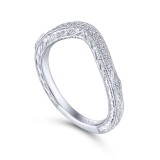 Gabriel & Co. 14k White Gold Victorian Curved Wedding Band photo 3