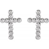 14K White Beaded Cross Earrings photo 4