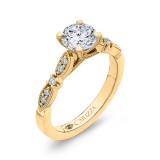 Shah Luxury 14K Yellow Gold Round Diamond Vintage Engagement Ring (Semi-Mount) photo 2