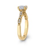 Shah Luxury 14K Yellow Gold Round Diamond Vintage Engagement Ring (Semi-Mount) photo 3
