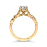 Shah Luxury 14K Yellow Gold Round Diamond Vintage Engagement Ring (Semi-Mount) photo 4