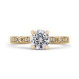 Shah Luxury 14K Yellow Gold Round Diamond Vintage Engagement Ring (Semi-Mount) photo