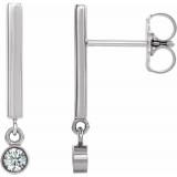 14K White 1/8 CTW Diamond Bar Earrings photo