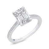 Shah Luxury Emerald Diamond Engagement Ring In 14K White Gold (Semi-Mount) photo 2
