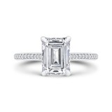Shah Luxury Emerald Diamond Engagement Ring In 14K White Gold (Semi-Mount) photo