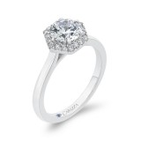 Shah Luxury 14K White Gold Round Diamond Hexagon Shape Halo Engagement Ring (Semi-Mount) photo 2