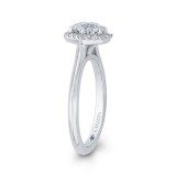 Shah Luxury 14K White Gold Round Diamond Hexagon Shape Halo Engagement Ring (Semi-Mount) photo 3