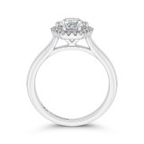 Shah Luxury 14K White Gold Round Diamond Hexagon Shape Halo Engagement Ring (Semi-Mount) photo 4
