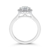 Shah Luxury 14K White Gold Round Diamond Hexagon Shape Halo Engagement Ring (Semi-Mount) photo 4